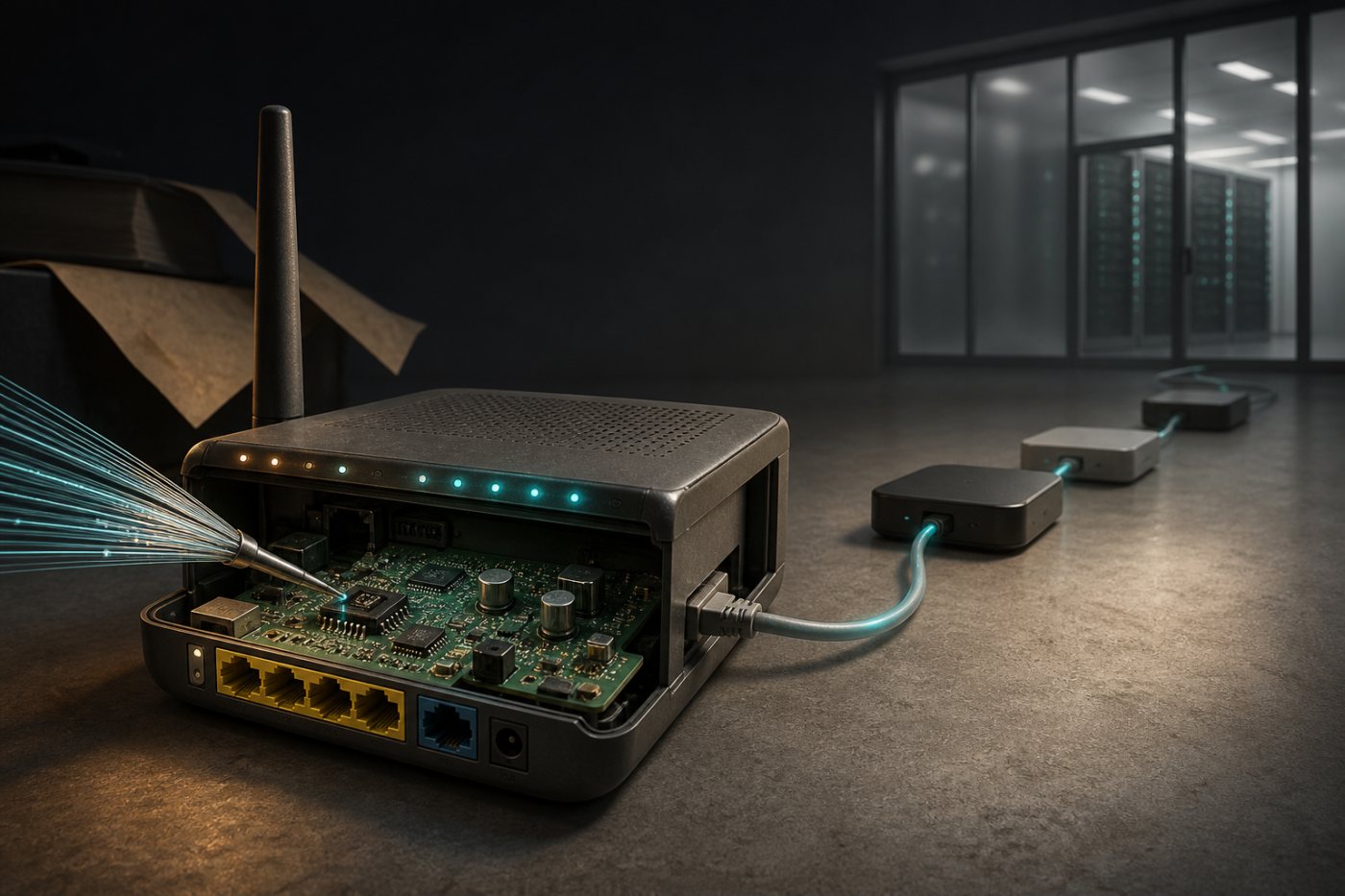 QScan заражает интернет-устройство, а QTRouter использует его как промежуточный узел для сокрытия атаки.