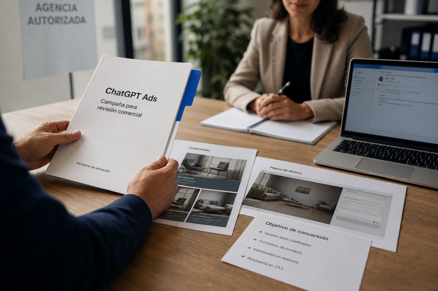 Campaña de una empresa española preparada para revisión comercial antes de activarse en ChatGPT Ads.