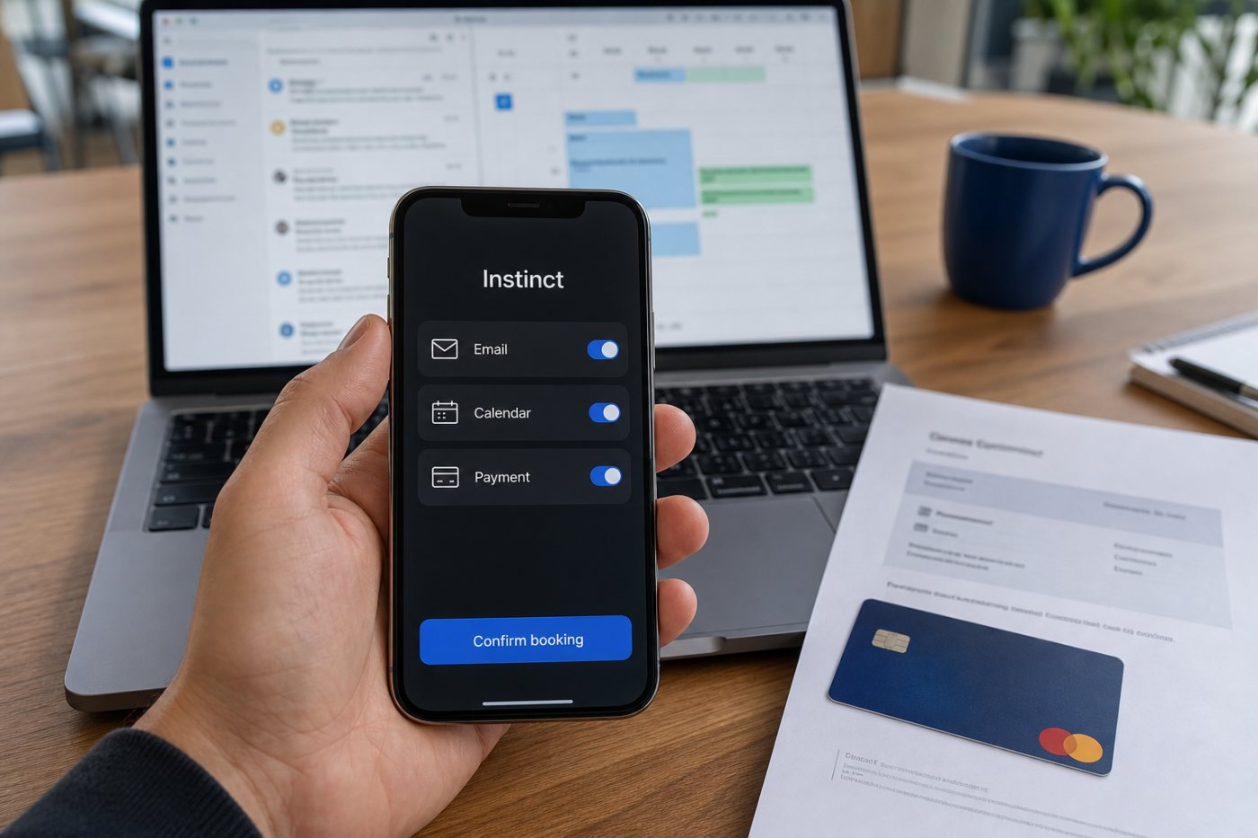 Instinct معاون منسلک ای میل اور calendar سے بکنگ مکمل کرتے ہوئے حساس permissions استعمال کرتا ہے