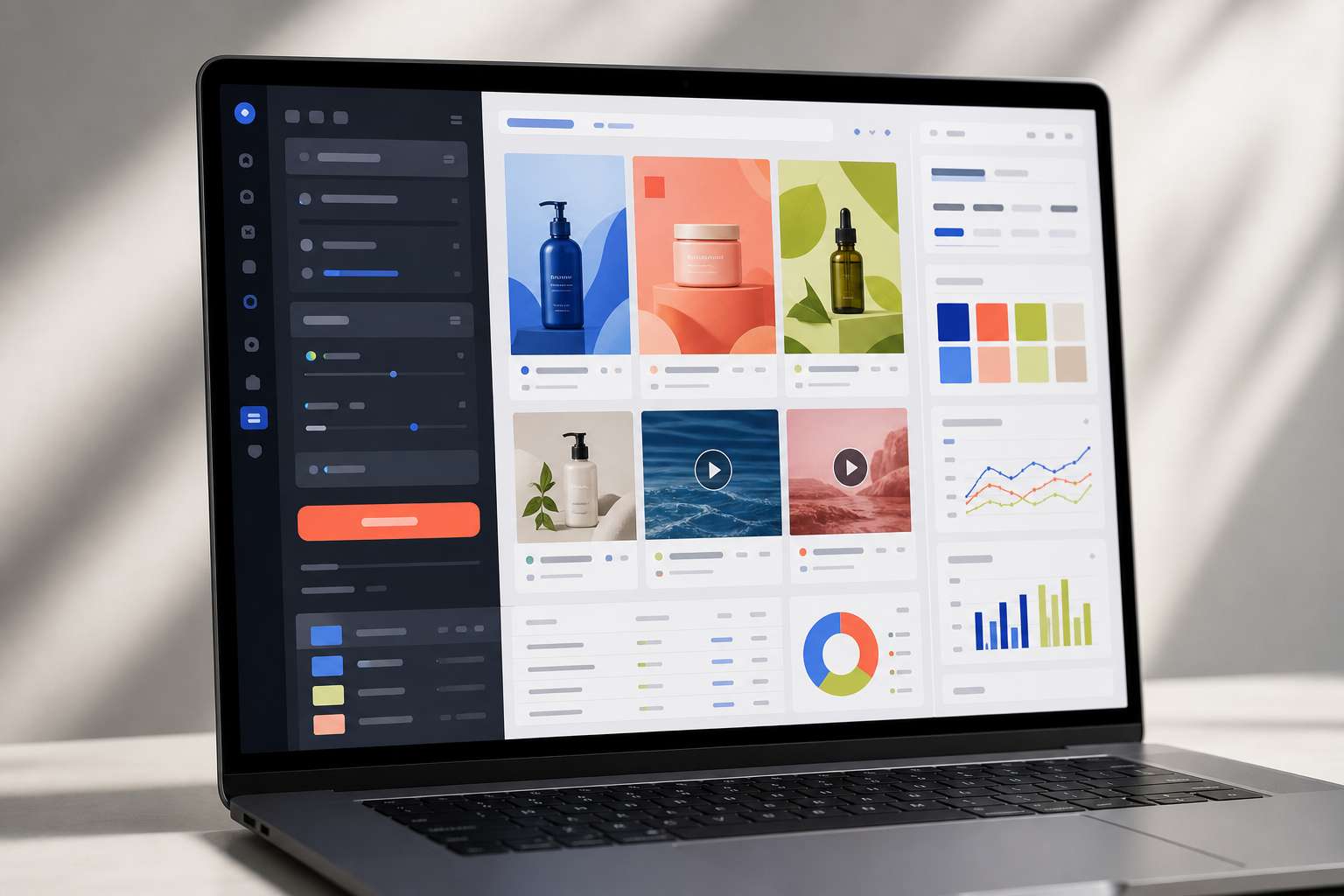 Canva Grow workspace with a prompt, website input, and advertising creative drafts