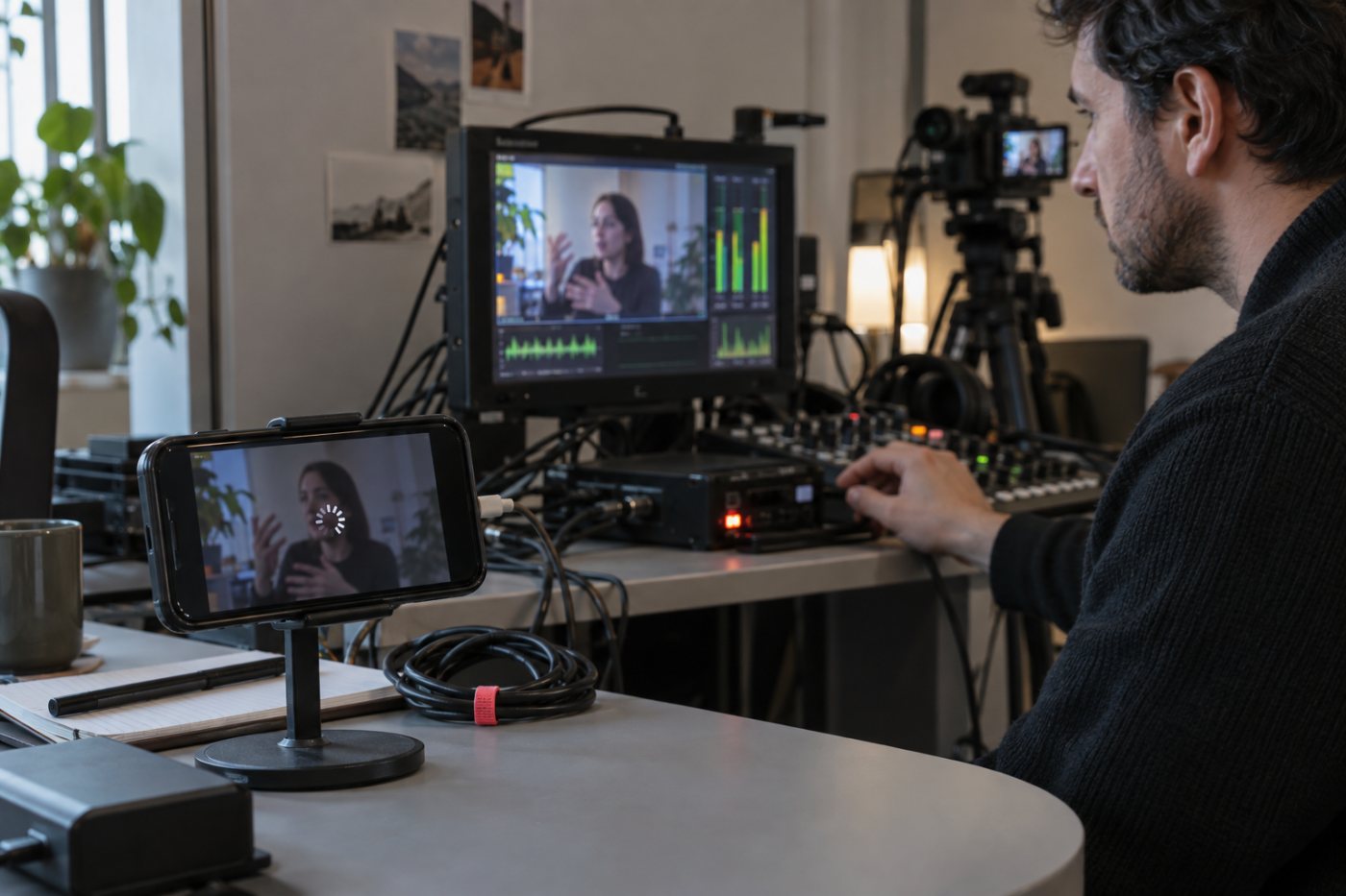 Répétition d’un direct avec contrôle du débit montant, de l’état du flux et du buffering sur un autre réseau.