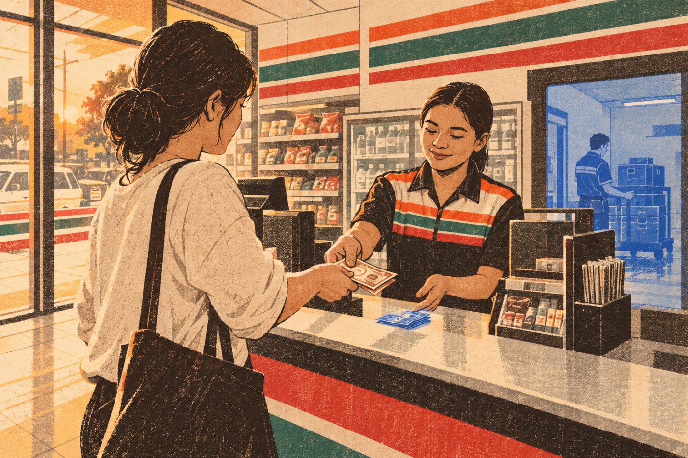 Pagbabayad ng cash sa 7-Eleven sa pamamagitan ng Dragonpay, na may posibleng hiwalay na service fee para sa customer.