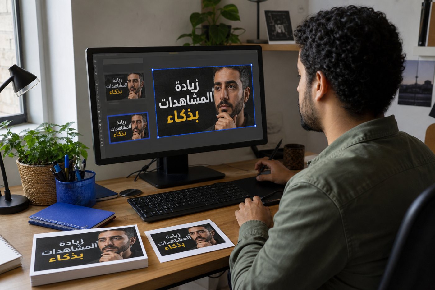 ضغط ملف الصورة المصغرة مع تثبيت نسبة 16:9 وفحص وضوح النص والتفاصيل.