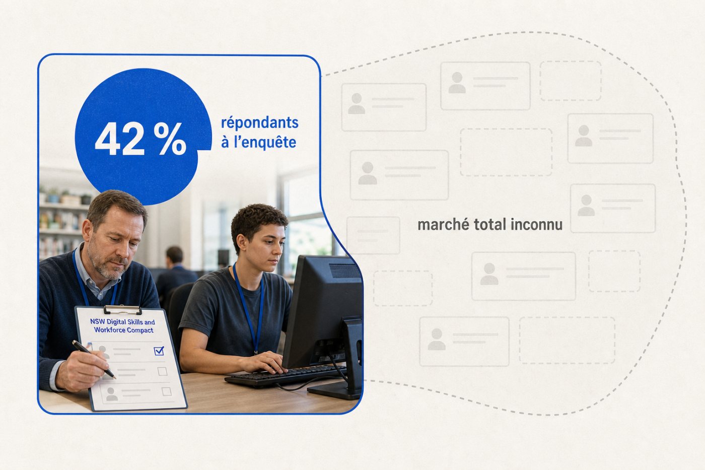 Une recrue issue de la formation professionnelle accomplit une tâche numérique encadrée chez un employeur ayant atteint son objectif.