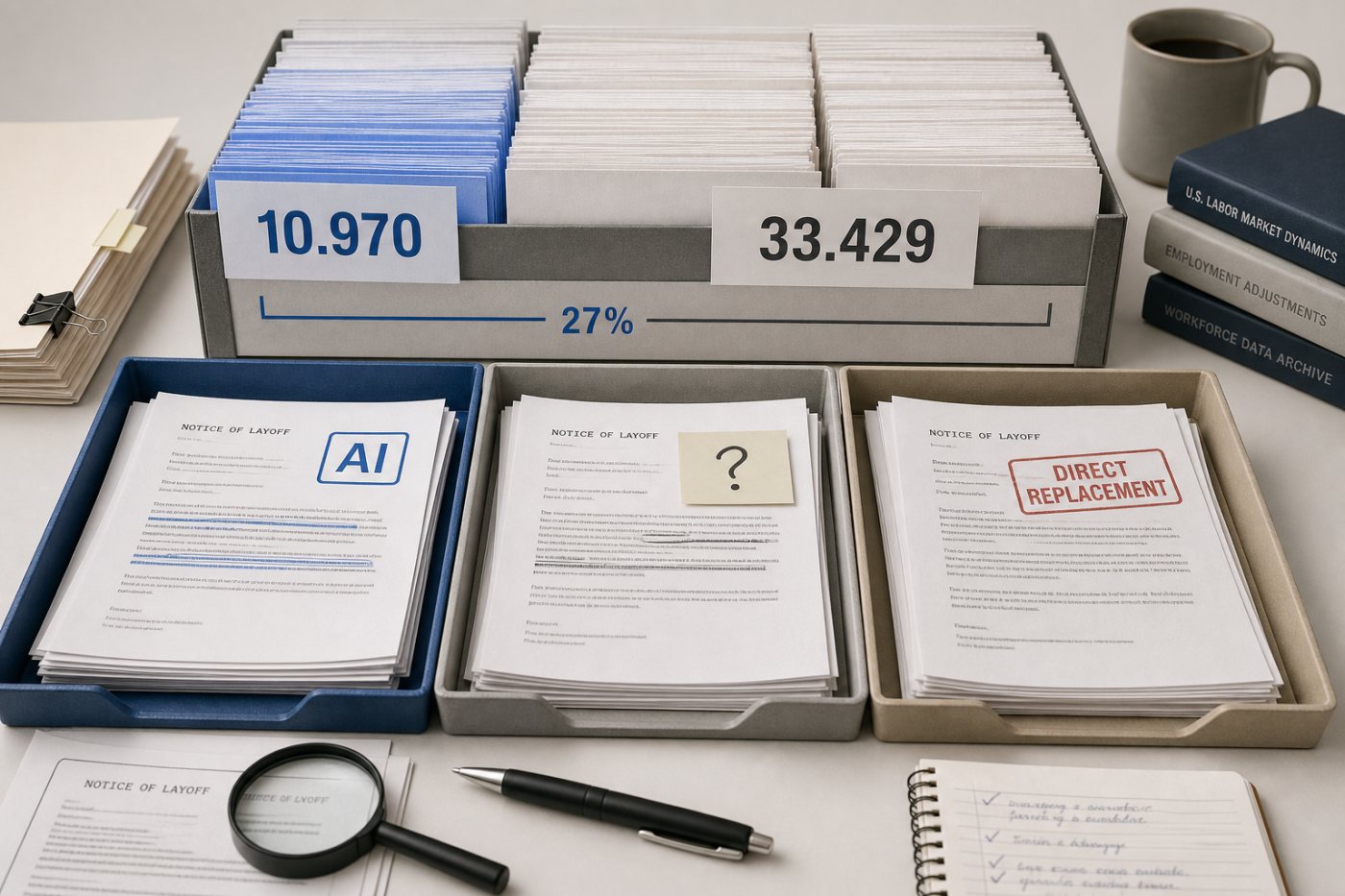 Clasificación de recortes según mencionen IA, actualización tecnológica o sustitución directa demostrada.