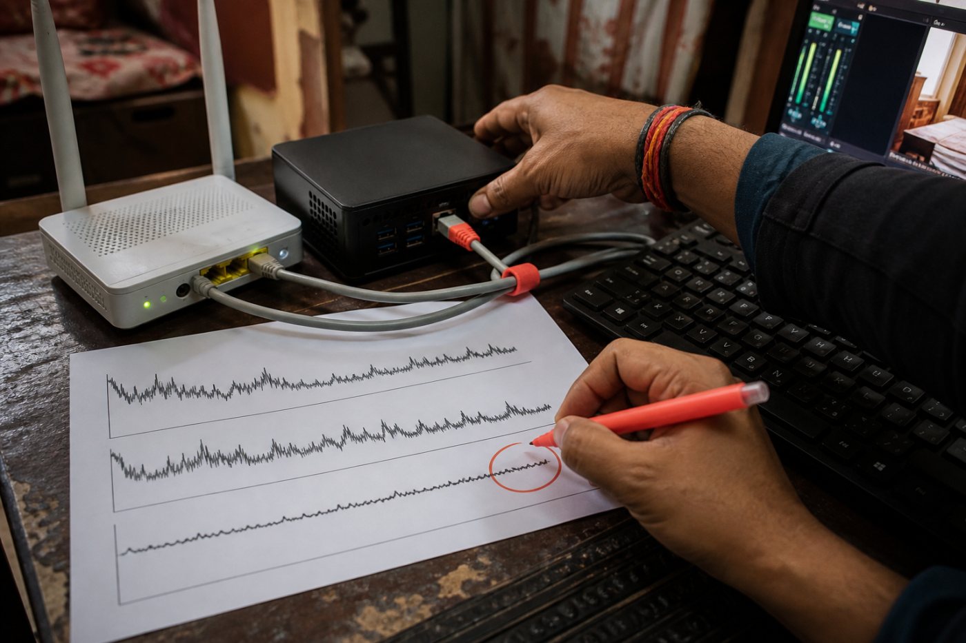 प्रसारण समय पर स्थिर अपलोड गति मापकर उसका सुरक्षित हिस्सा तय करने की प्रक्रिया