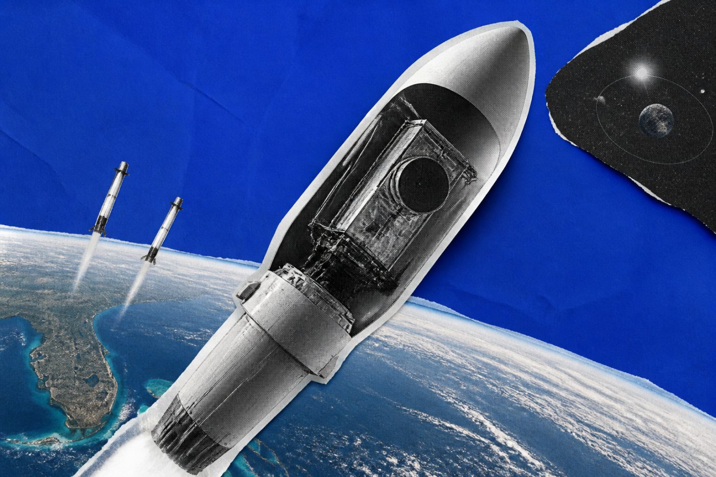 Roman poursuit son vol vers L2 après la séparation des propulseurs latéraux du Falcon Heavy.