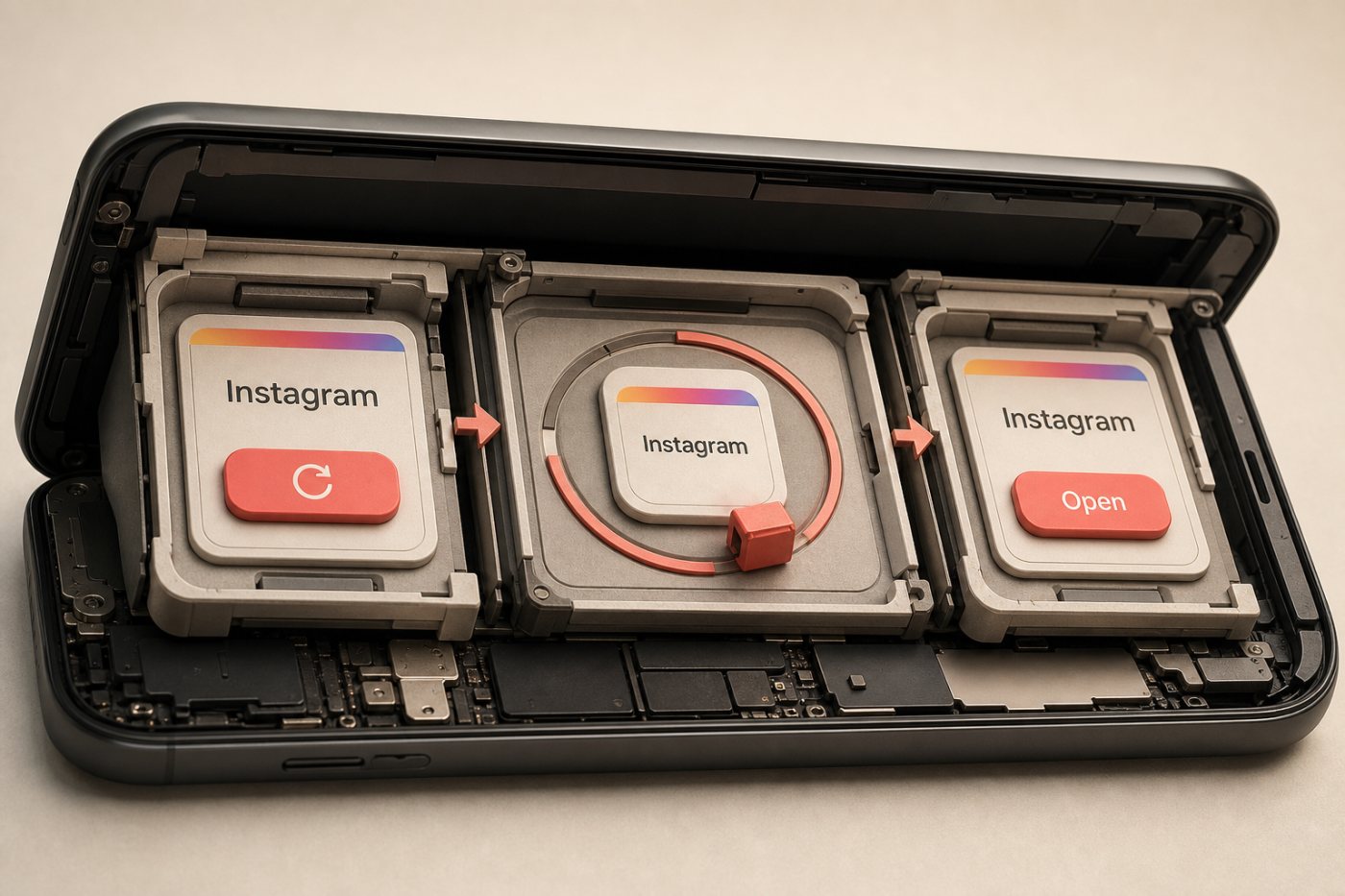 Ручное обновление Instagram через список доступных обновлений Google Play