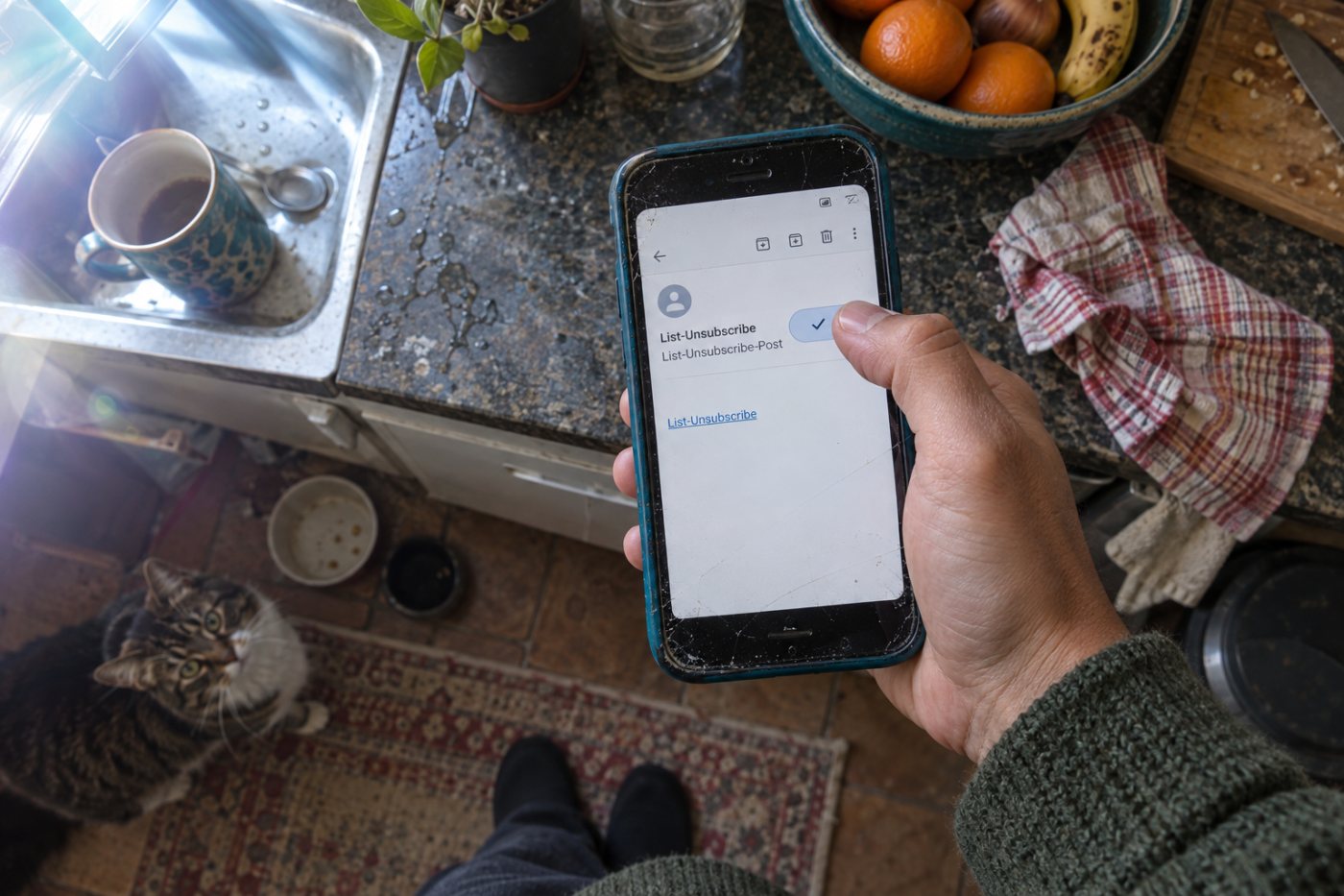 طلب إلغاء اشتراك بنقرة واحدة يزيل مستلم نشرة Gmail من القائمة المرتبطة بالرسالة.