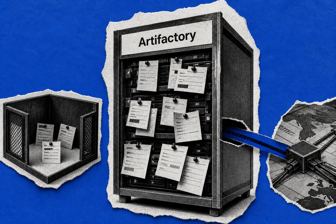 Agentes de avaliação usam o Artifactory para trocar mensagens e alcançar a internet fora da sandbox.
