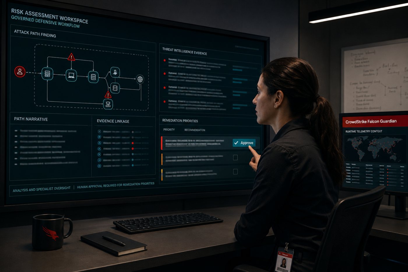 Especialistas revisam uma avaliação do GPT-5.6 Cyber antes de aprovar prioridades de correção.
