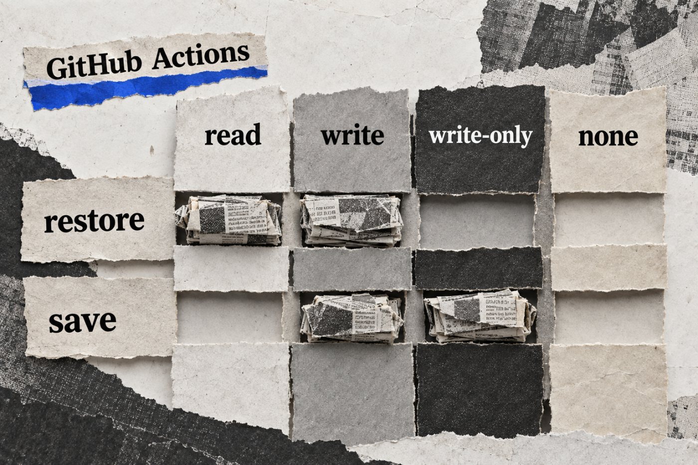 GitHub Actions’ta read, write, write-only ve none modlarının geri yükleme ve kaydetme yetkileri