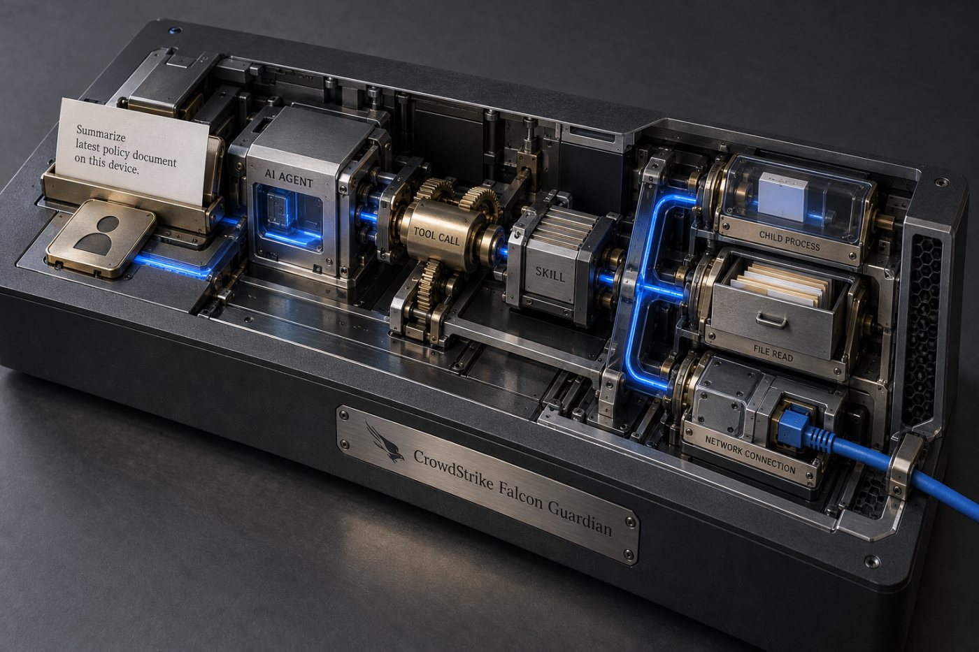 Falcon Guardian связывает запрос ИИ-агенту и вызов инструмента с действиями на конечной точке