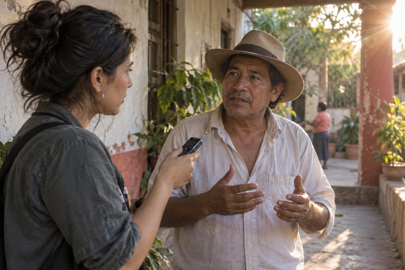 Investigadores locales del Social Research Center entrevistan a un especialista en América Latina mientras la dirección rusa de la entidad permanece oculta.