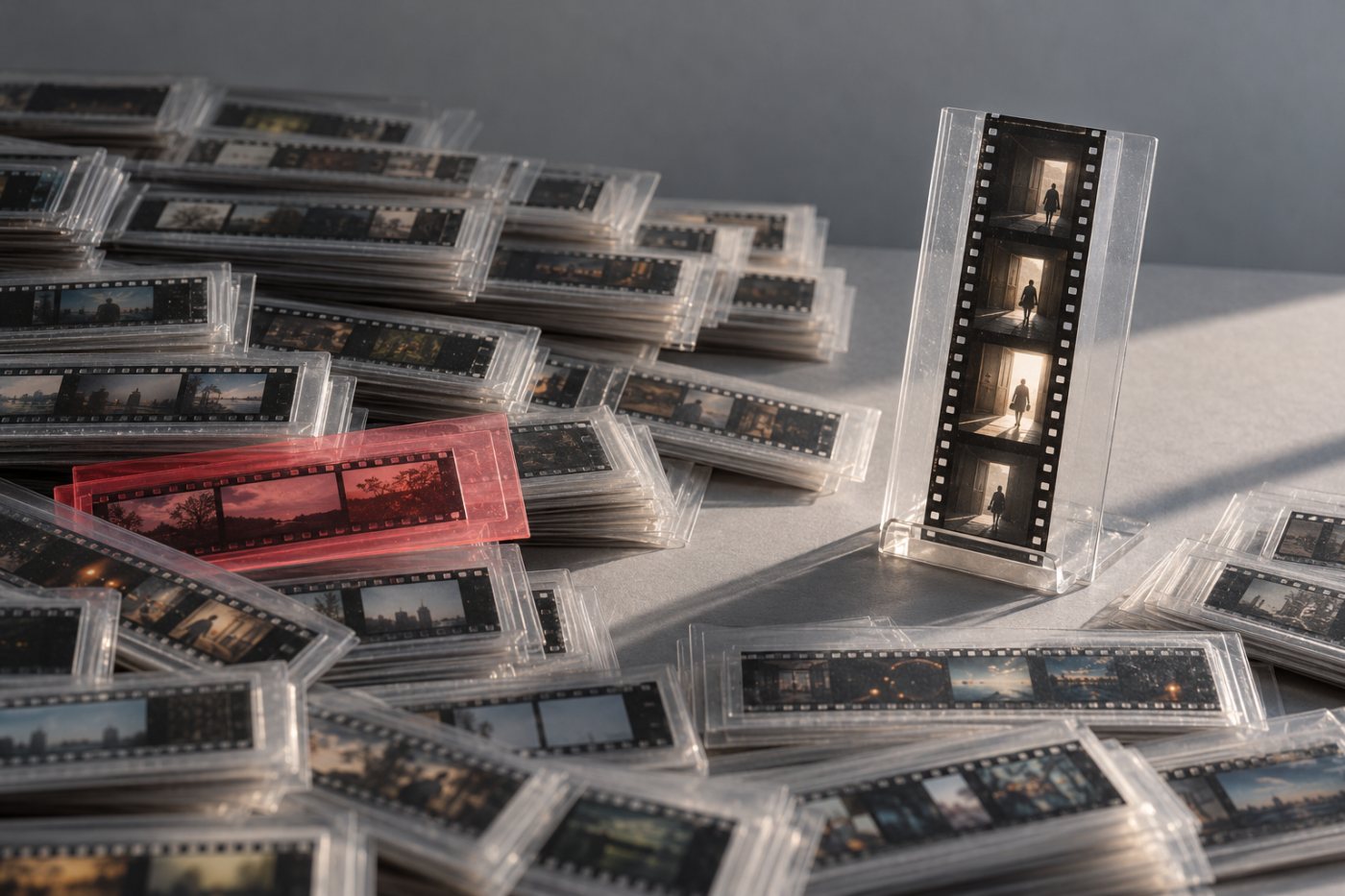 Adobe Frame.ioでの動画素材検索を表す、多数の映像から特定の場面が見つかる対比