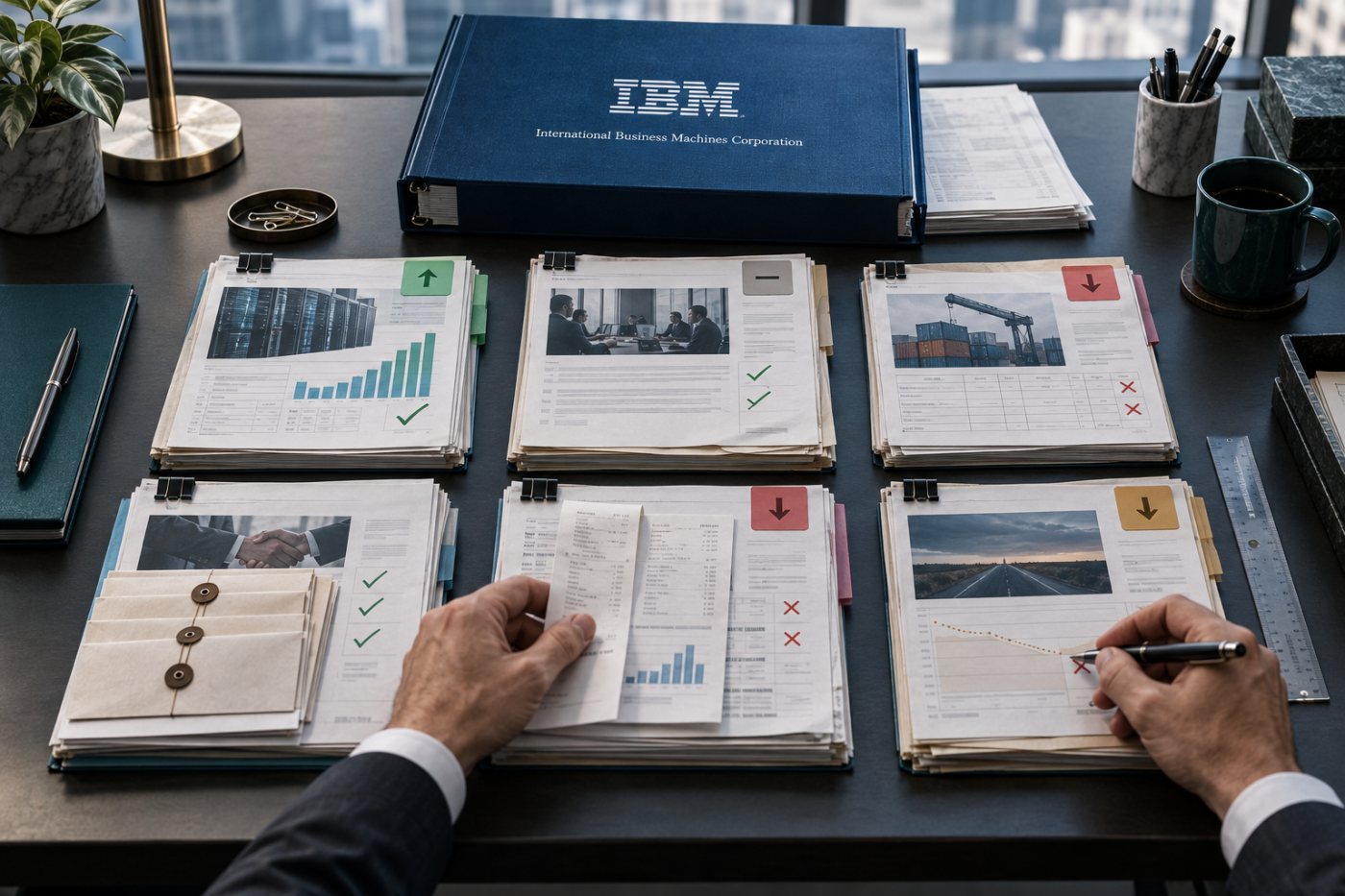 IBM软件、咨询、基础设施、签约额、自由现金流和指引的六项核对