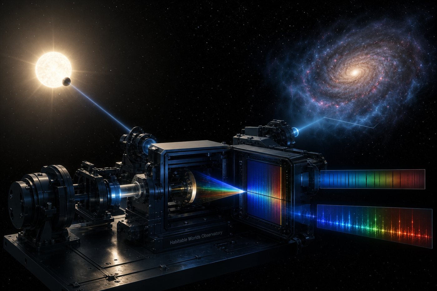 Habitable Worlds Observatory spectroscopy simulations analyze both a faint planet and gas around a galaxy for different scientific investigations.