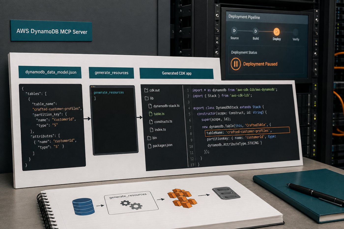 انتقال اسم جدول مصاغ من dynamodb_data_model.json إلى تطبيق CDK المولد قبل النشر