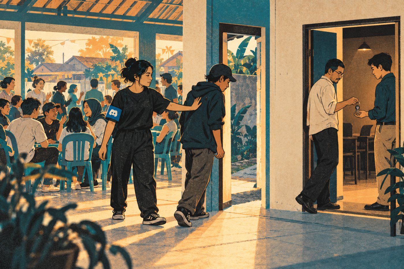 Moderator komunitas Discord menjaga percakapan publik, sementara tim kerja memerlukan kendali akses dan jejak keputusan yang berbeda.