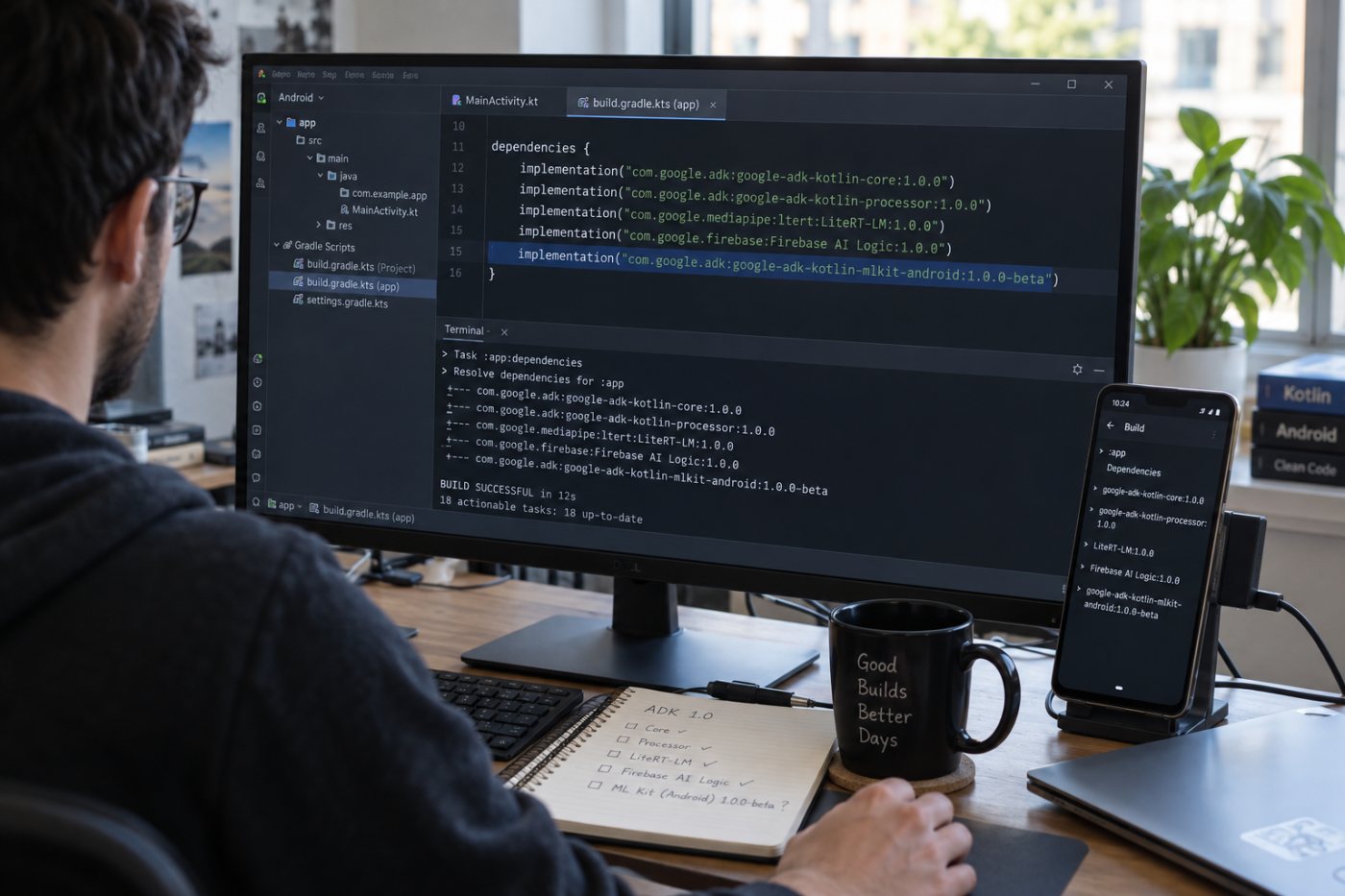 Các module ADK for Kotlin có trạng thái khác nhau, với core 1.0.0 và ML Kit 1.0.0-beta.