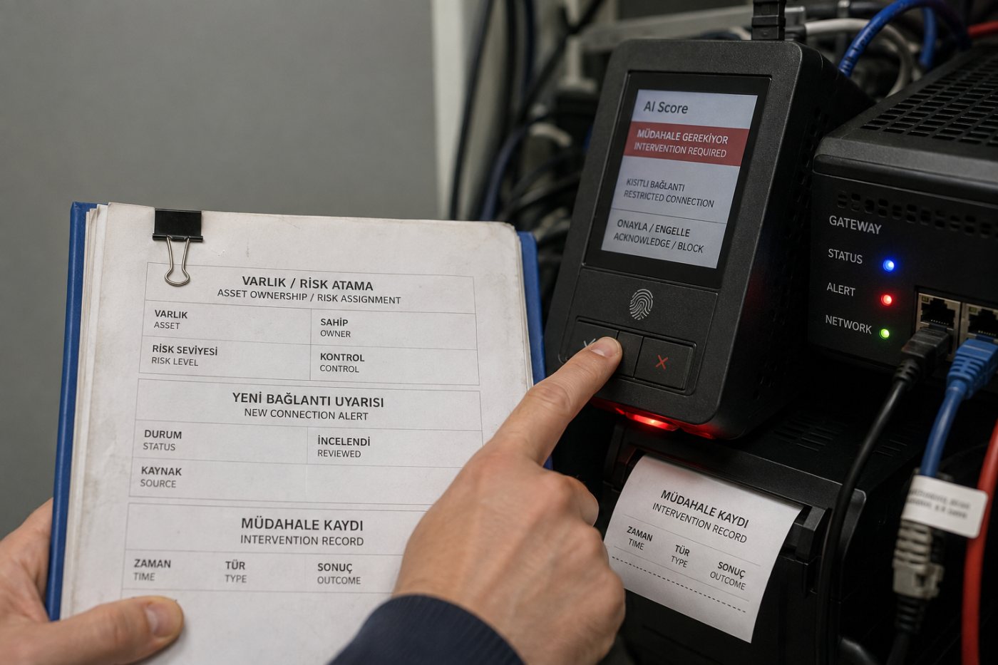 AI Score iş akışında bir AI ajanının sahiplik atamasından davranış takibine ve erişim sınırlandırmasına ilerlemesi