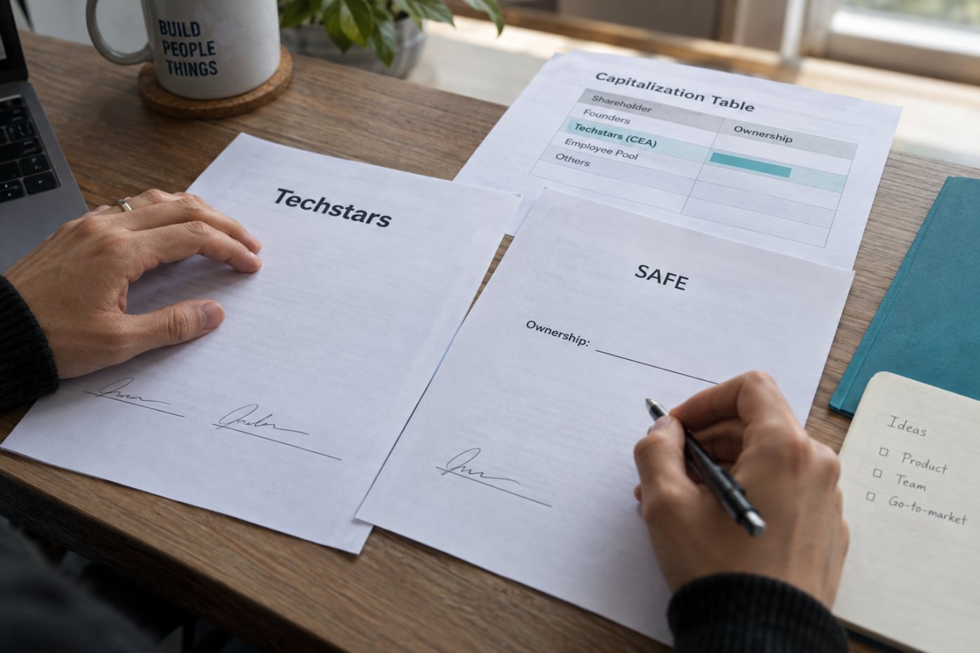 La inversión de Techstars separada entre el CEA del 5% y el SAFE variable de 200.000 dólares.