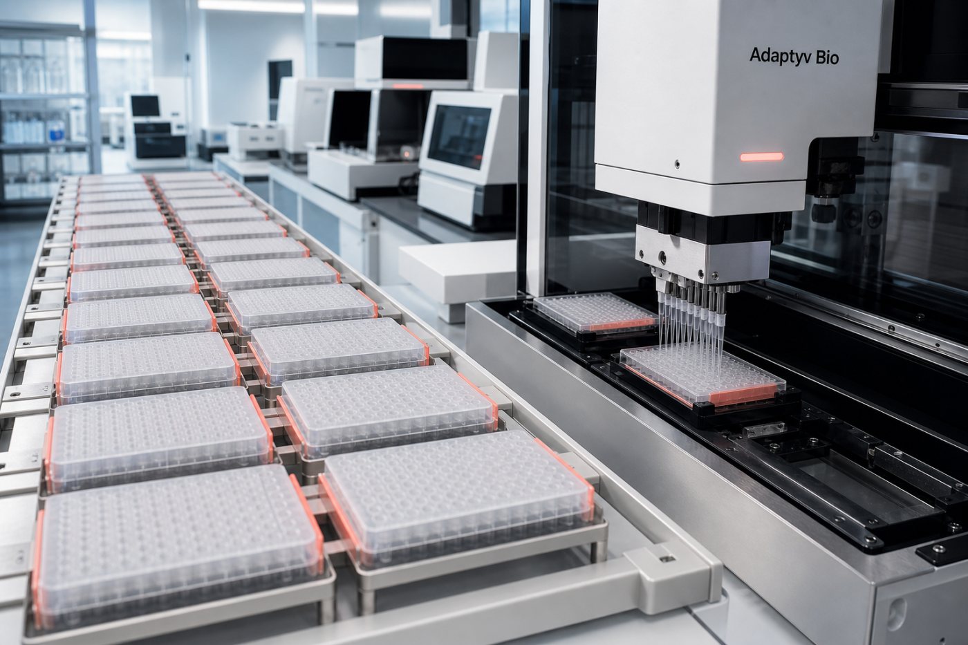 De nombreuses protéines proposées par l’IA attendent leur validation pendant que le laboratoire automatisé traite les essais par lots.
