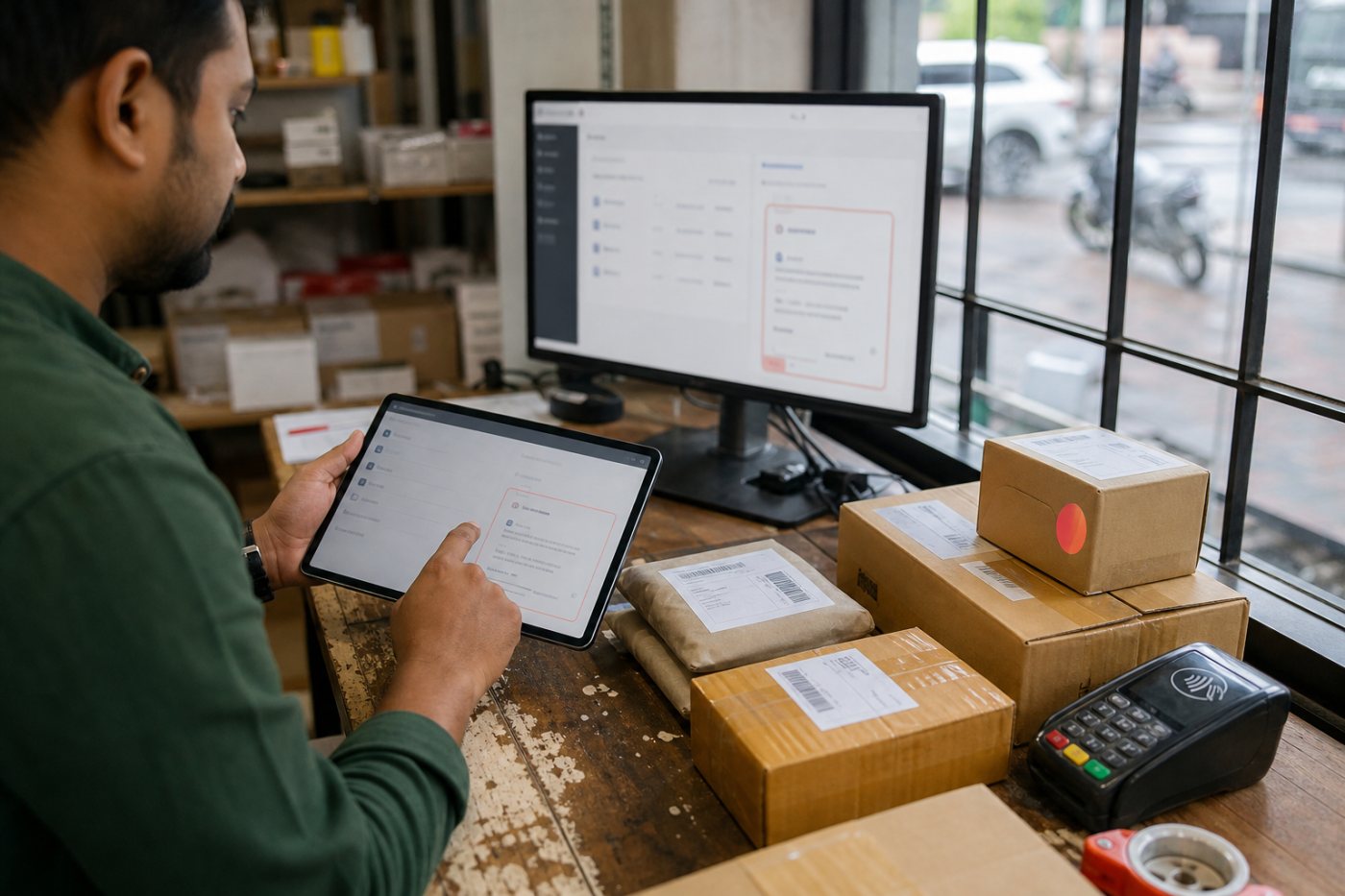 Shopify के कार्यप्रवाह में Sidekick की सहायता के साथ ग्राहक ऑर्डर और भुगतान पूरे होते हुए, AI और व्यापक व्यापारिक गतिविधि का अंतर।