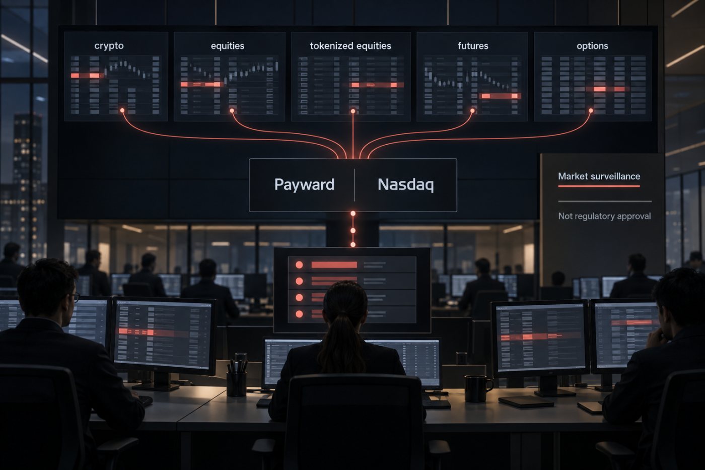 Pengawasan Nasdaq memantau aktivitas pada berbagai tempat perdagangan Payward.