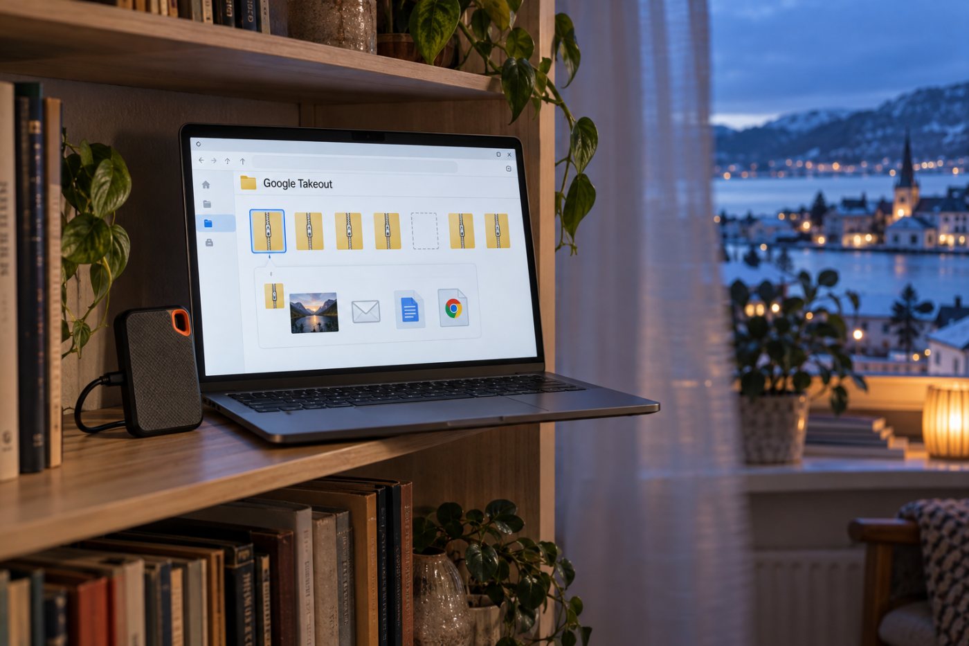 Alle delene av et delt Google Takeout-arkiv må være på plass før den lokale kopien kan kontrolleres.
