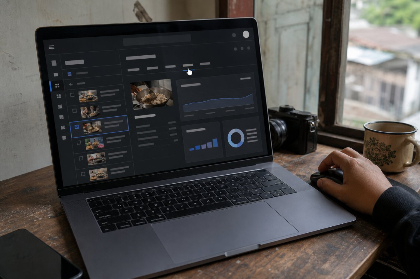 Alur membuka Content, Analytics, dan laporan Engagement untuk satu video di YouTube Studio.