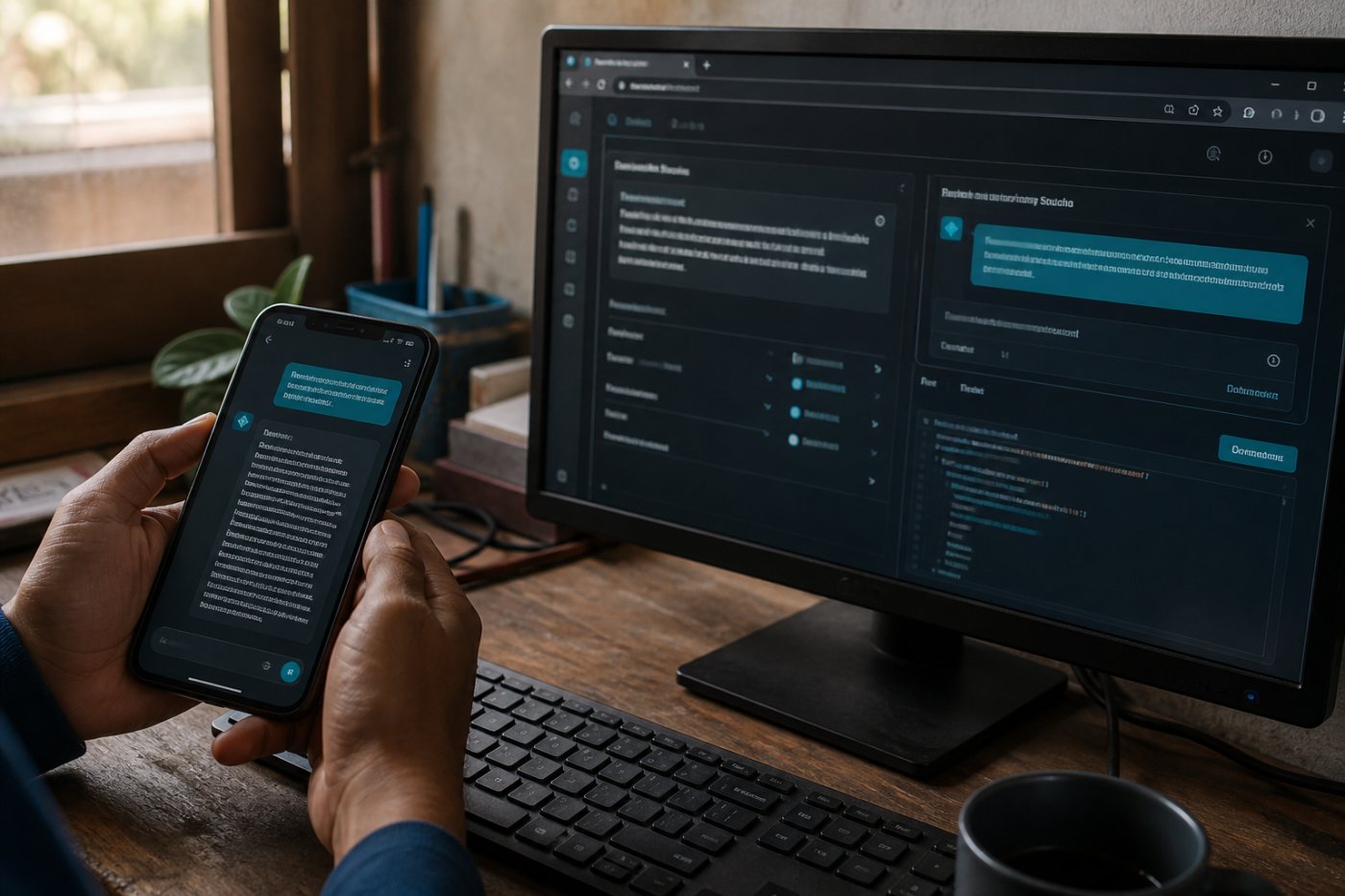 Perbedaan fungsi aplikasi Gemini sebagai asisten langsung dan Google AI Studio sebagai ruang prototipe untuk integrasi.