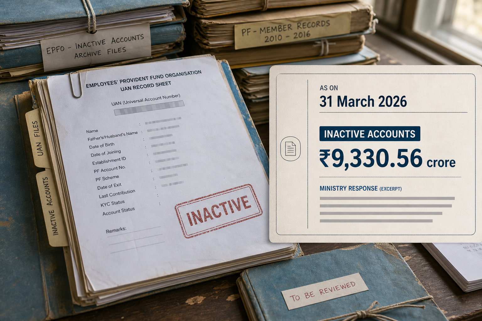 31 मार्च 2026 तक निष्क्रिय EPF खातों में ₹9,330.56 करोड़ का सरकारी आंकड़ा
