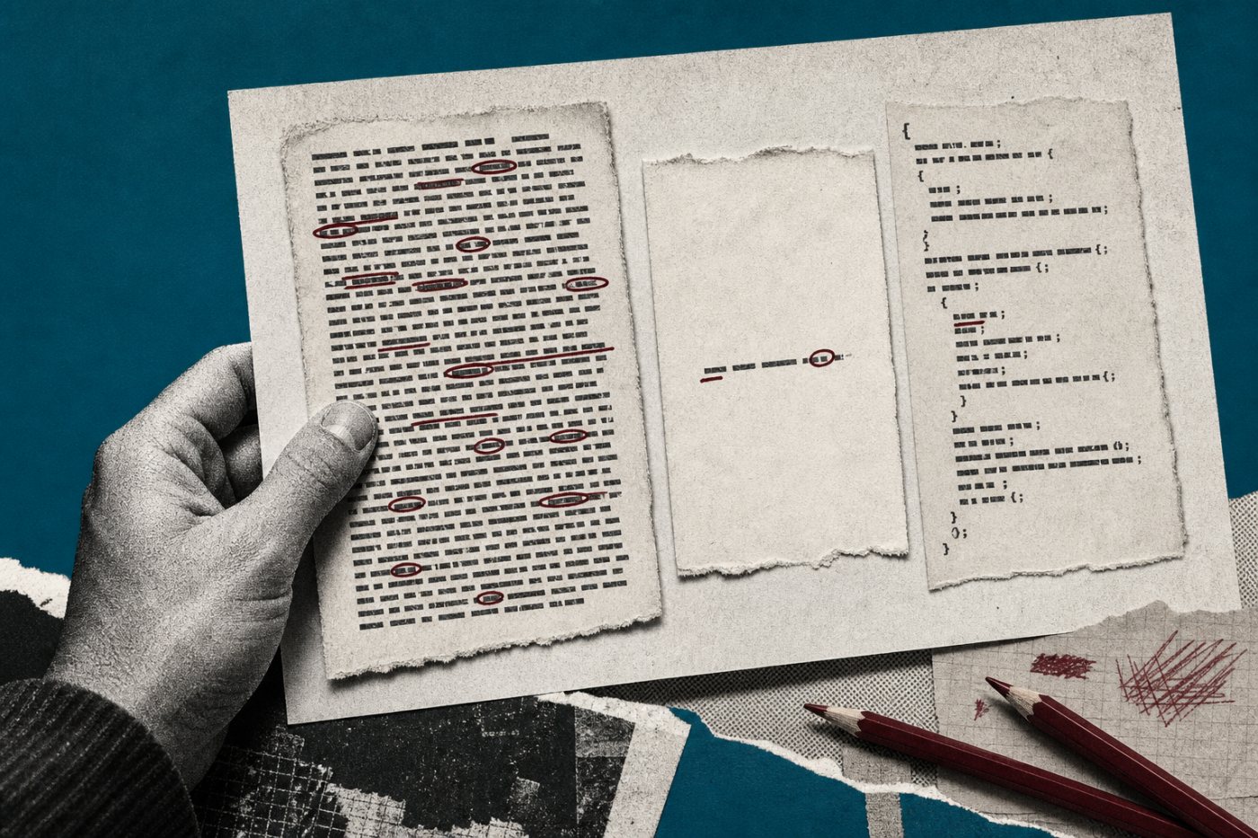 Comparação entre texto longo detectável, resposta factual curta e código com pouco espaço para marcação
