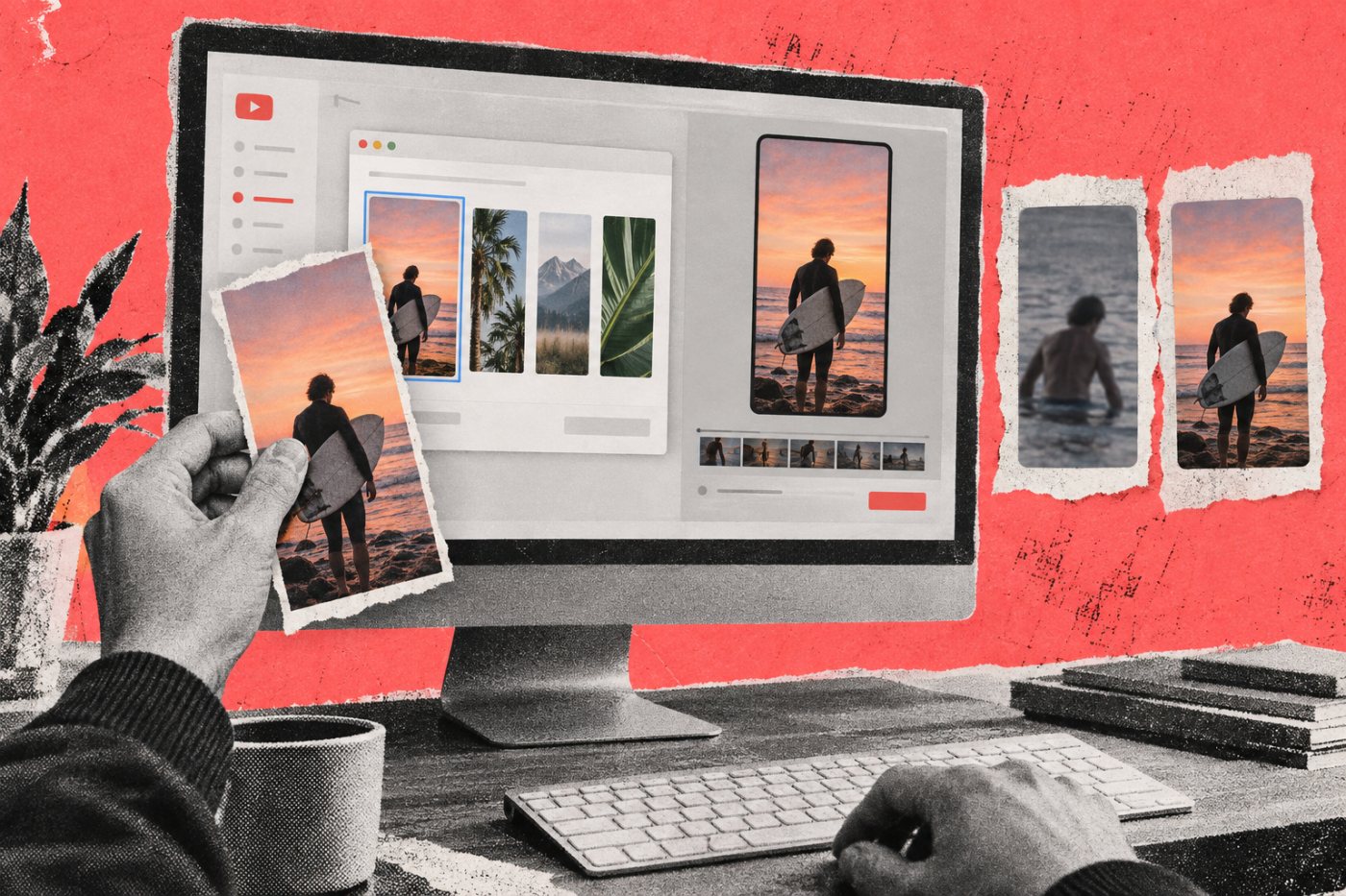 Import et enregistrement d’un fichier vertical pour un Short dans YouTube Studio sur ordinateur.