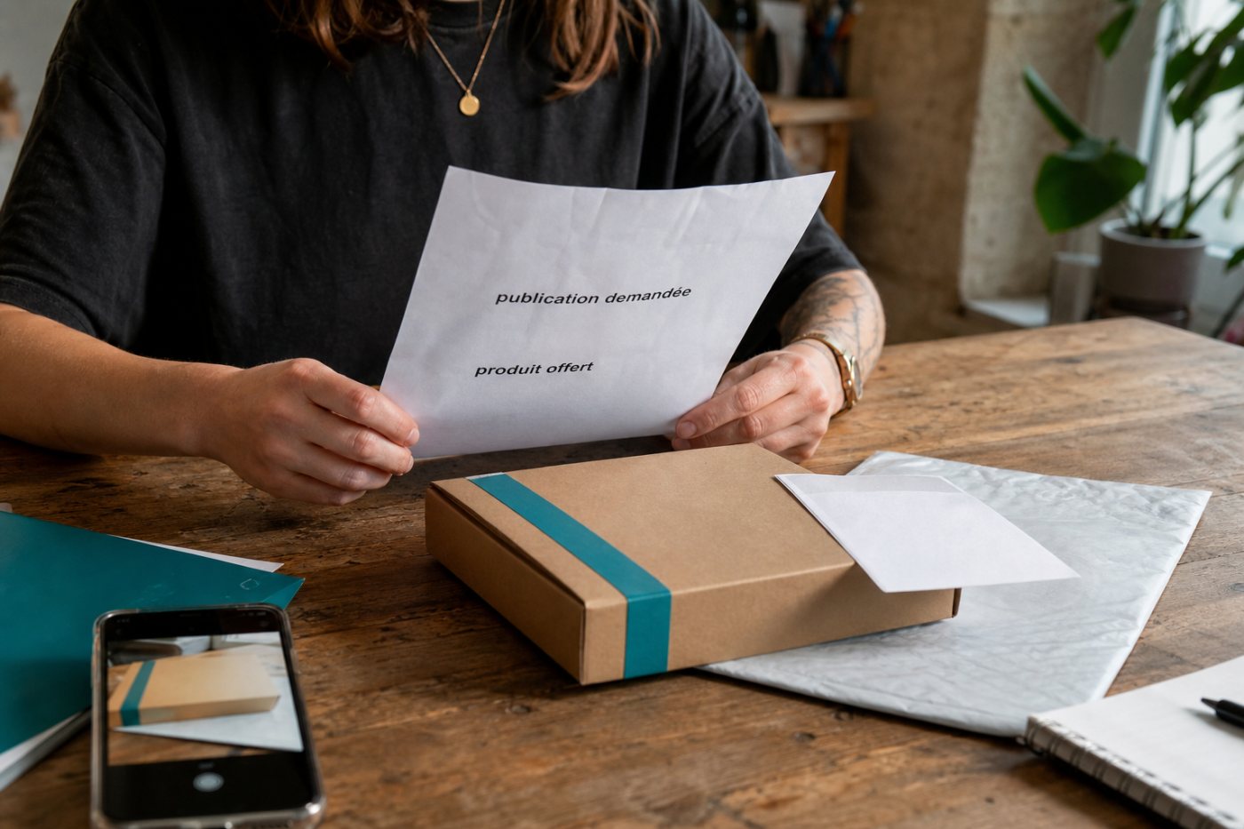 Qualification d’une collaboration comme influence commerciale à partir d’une contrepartie et d’une demande de promotion numérique.