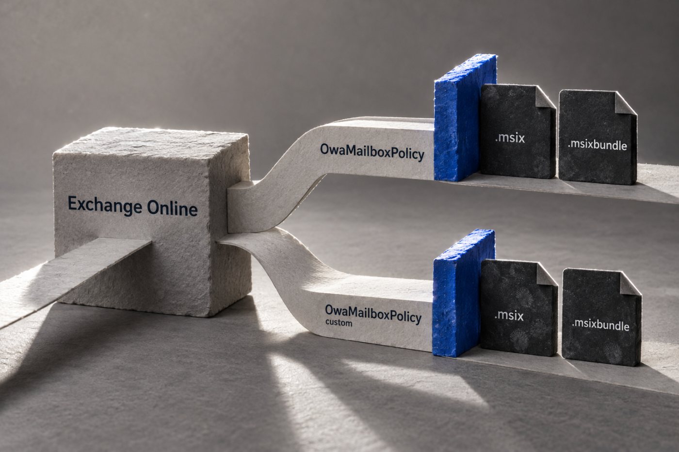 Exchange Online'da varsayılan ve özel OwaMailboxPolicy kurallarının MSIX eklerini engellemesi.