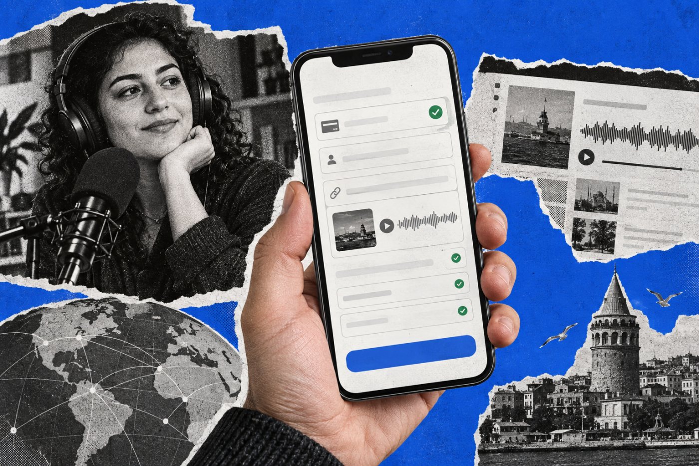 Türkiye’deki bir podcast üreticisinin ödeme uygunluğunu doğrulayıp yayındaki program bağlantısıyla PodGround hibesine başvurması