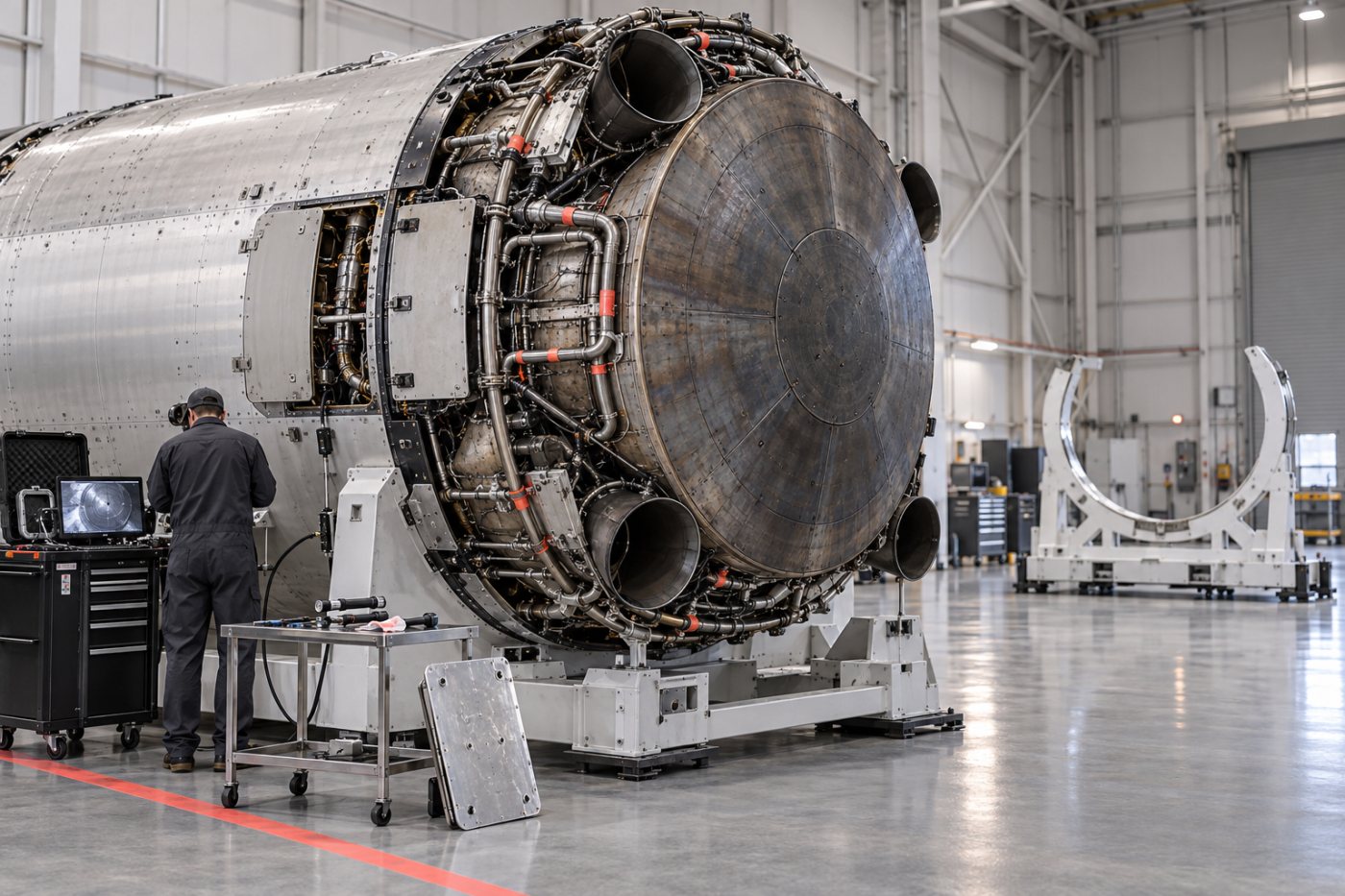 Nova Pathfinder upper-stage heat-shield hardware inspected ahead of an orbital reuse test