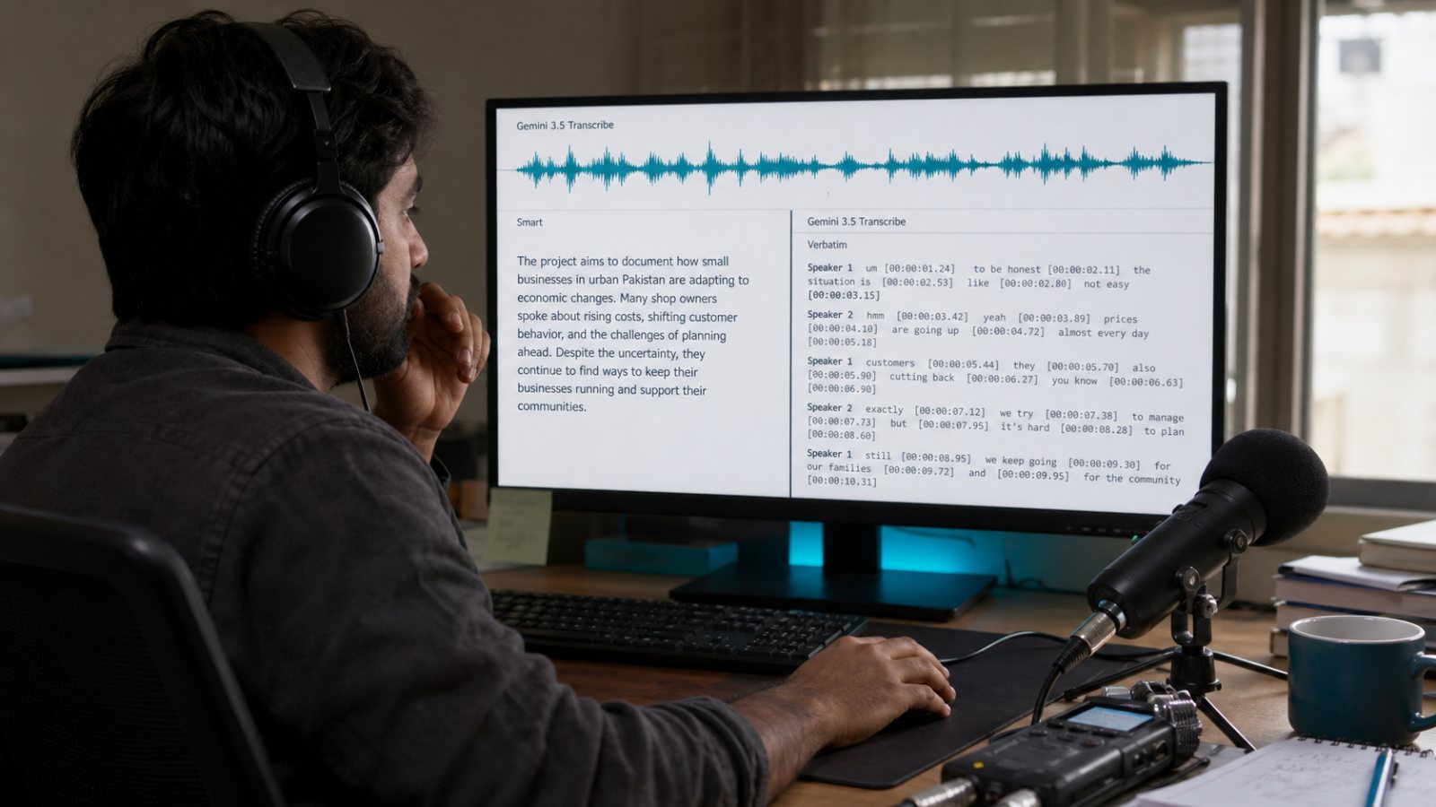 Gemini 3.5 Transcribe بولی سنوارتا ہے، لفظ بہ لفظ ریکارڈ نہیں