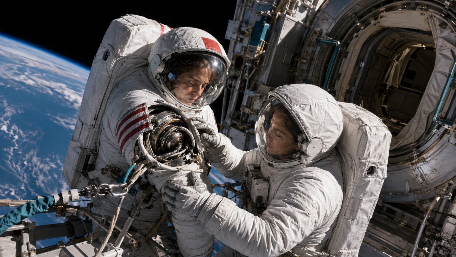 Caminhada espacial termina com tarefas adiadas após problema no traje