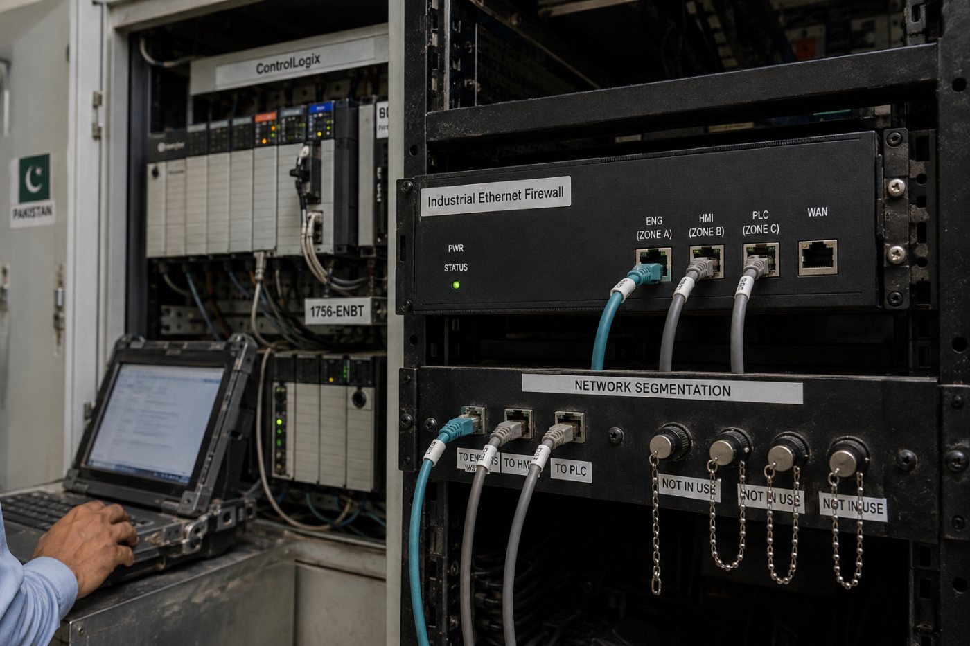 1756-ENBT کی تبدیلی تک صنعتی network کو firewall کے ذریعے مجاز رابطوں تک محدود کیا گیا ہے