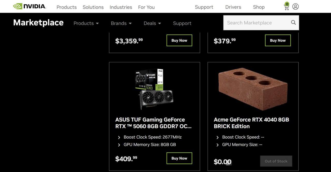 Nvidia’s RTX 4040 Brick Edition: A Literal Brick Instead of a GPU
