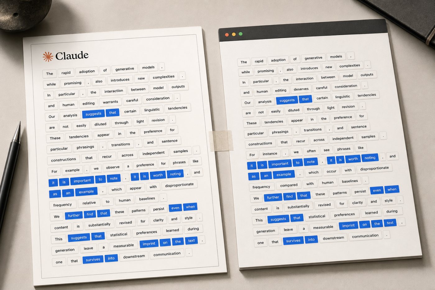 Un texte long produit par Claude conserve un motif statistique après son copier-coller et une révision légère.