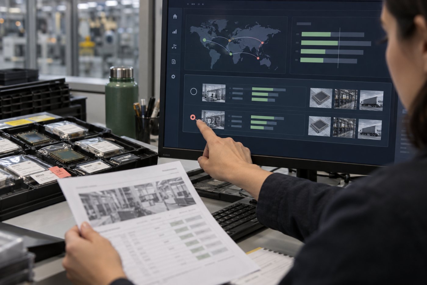 Data bahan, kapasitas pabrik, komitmen pemasok, dan hasil produksi disatukan untuk menghasilkan rekomendasi alokasi NVIDIA.