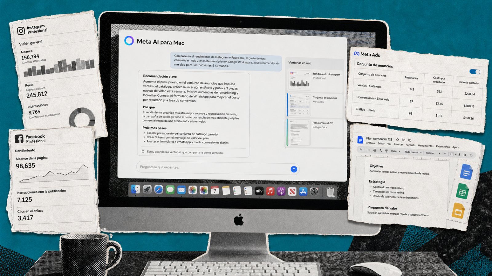 Meta AI llega a Mac: conectará métricas, anuncios y Google Workspace