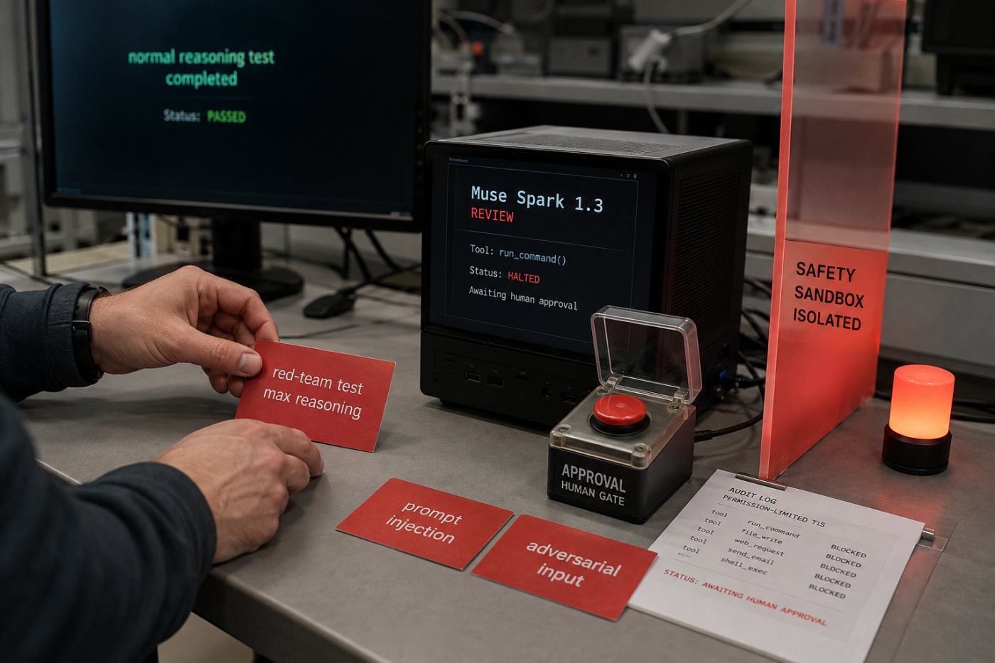 Muse Spark 1.3 max reasoning کی adversarial prompts اور حساس tool actions پر حفاظتی جانچ