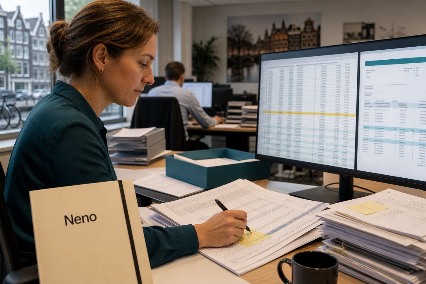 A Neno accountant resolves an automated accounting exception and retains final responsibility for the output.