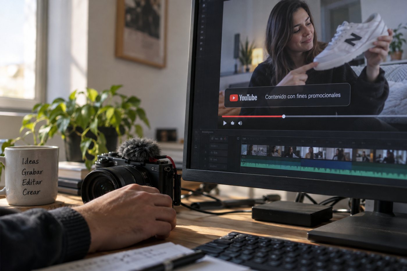 YouTube aplica un aviso de contenido de marca a un vídeo nuevo cuya promoción no fue declarada.