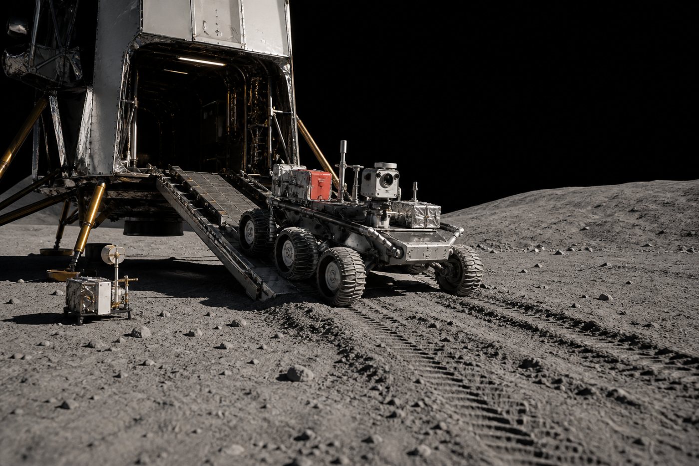Griffin-1 despliega el rover FLIP con cargas de la NASA para habilitar movilidad y operaciones prolongadas en la superficie lunar.